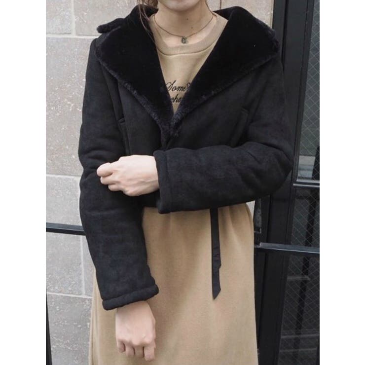 BACKレースアップフェイクムートンジャケット[品番：MKSW0025019