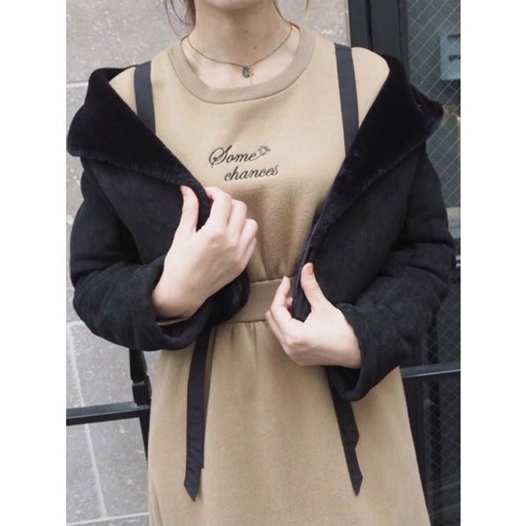 BACKレースアップフェイクムートンジャケット[品番：MKSW0025019