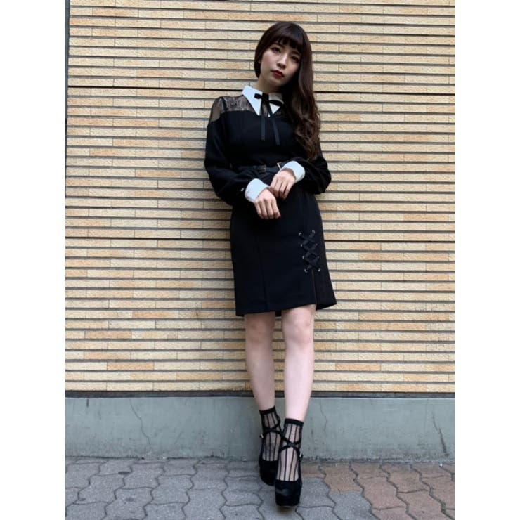 レースコンビカラータイトワンピース[品番：MKSW0025045]｜EATME