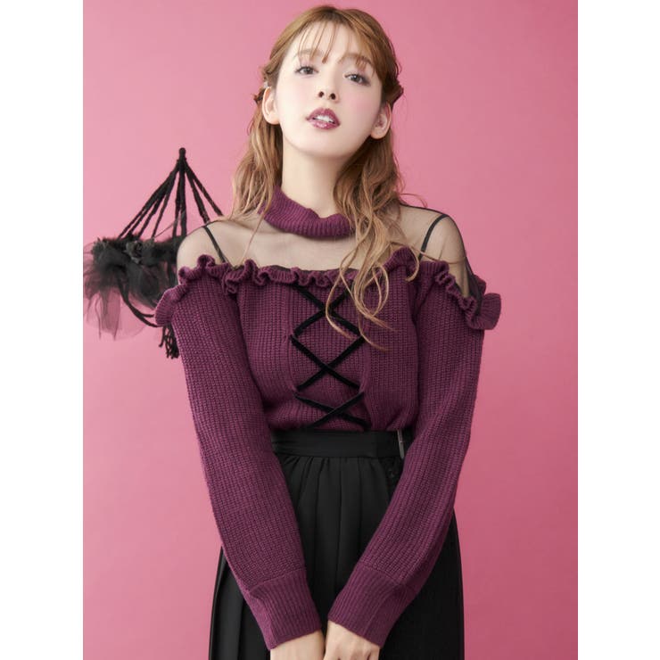 FRONTレースアップチュールコンビニットTOP[品番：MKSW0025081]｜EATME（イートミー）のレディースファッション通販｜SHOPLIST（ショップリスト）