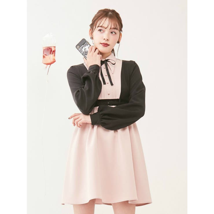 ウエストマークバイカラーワンピース[品番：MKSW0028518]｜EATME