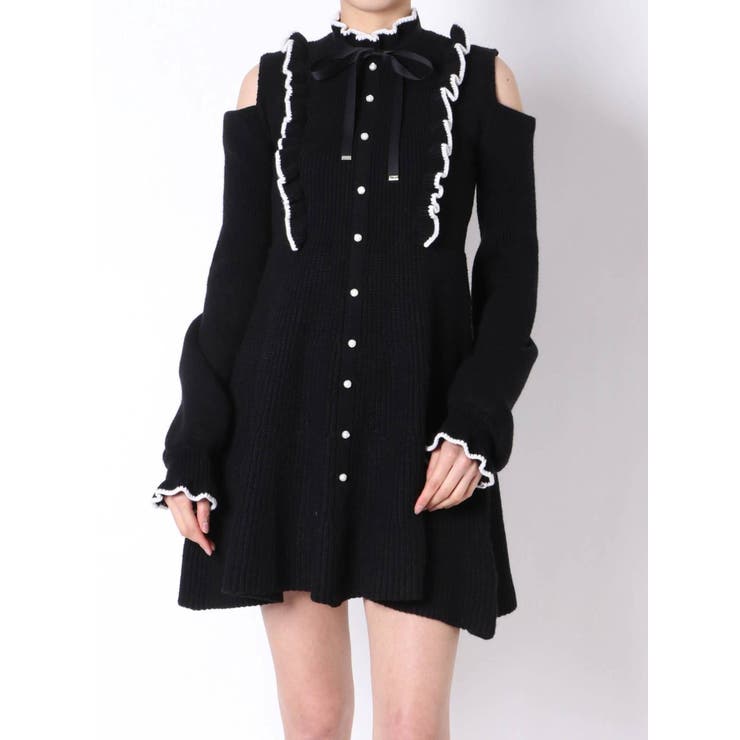 ま　ニットワンピ　ブラックM Meiru」 ニットワンピース LARGE ブラック レディース