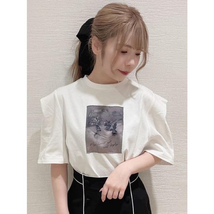 AIVD グラフィックプリント Tシャツ ホワイト 036_YG_E 長袖