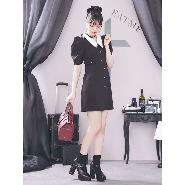 ベルテッドバイカラーワンピース[品番：MKSW0038708]｜EATME