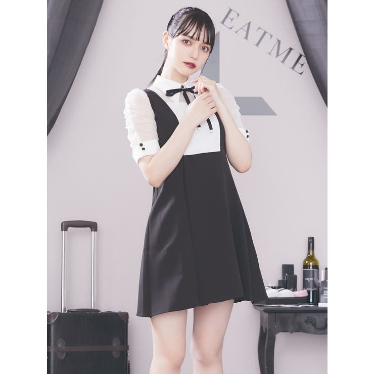 ドットチュールレイヤードワンピース[品番：MKSW0039379]｜EATME