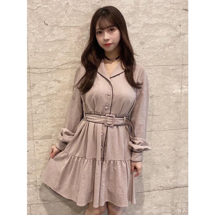 オープンカラーティアードワンピース[品番：MKSW0039415]｜EATME