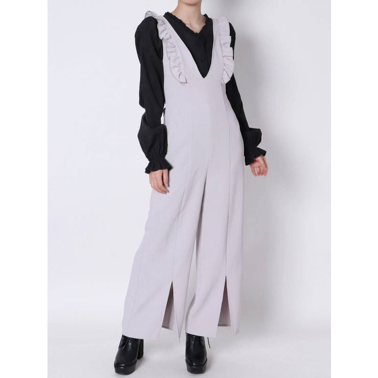 Black collection】リボンロンパースグレー