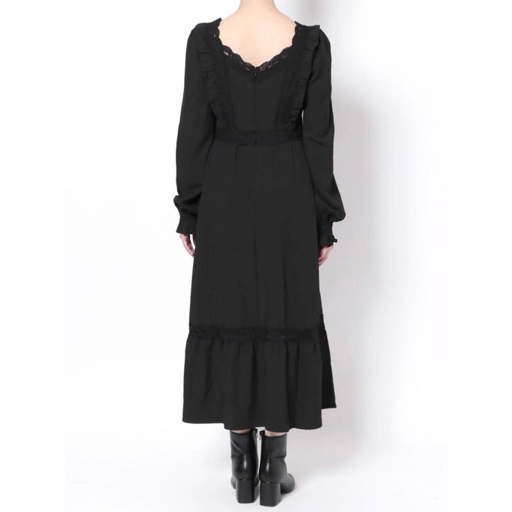 ☆BCBG MAXAZRIA ラッフルマキシ丈カクテルワンピース☆黒 BCBG MAXAZRIA(ビーシービージーマックスアズリア) ワンピース