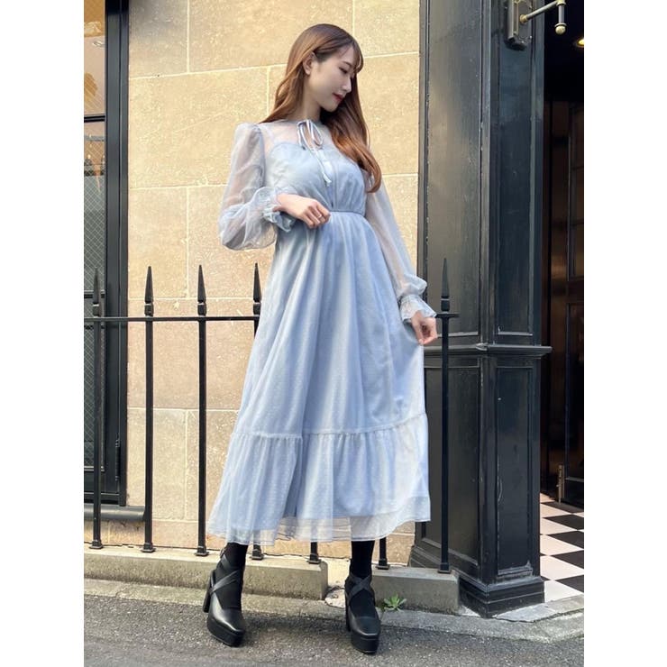 ドットチュールマキシワンピース[品番：MKSW0042895]｜EATME  