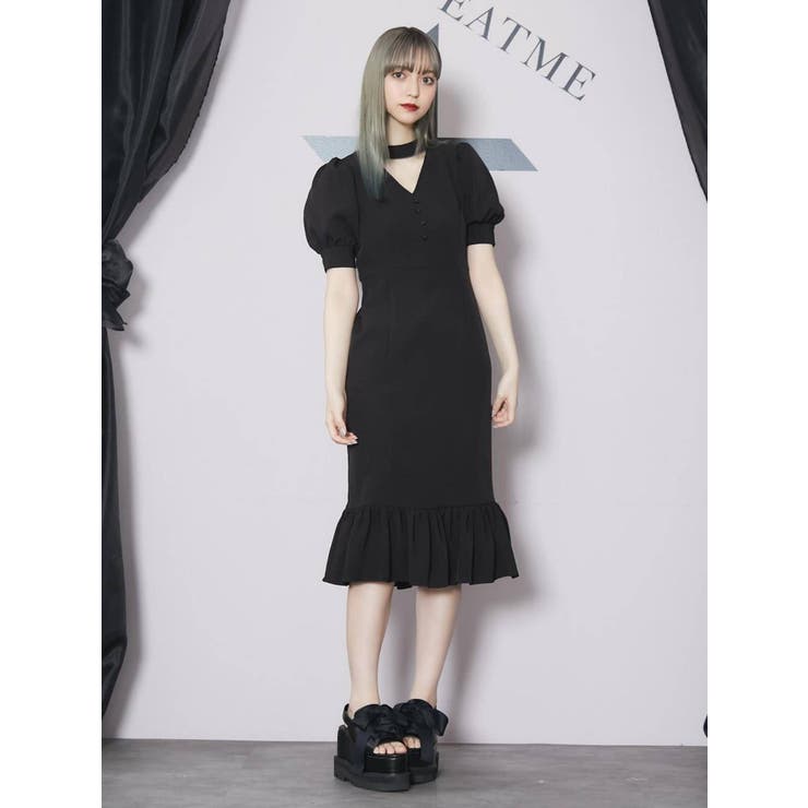 BACKダブルリボンマーメイドワンピース[品番：MKSW0045244