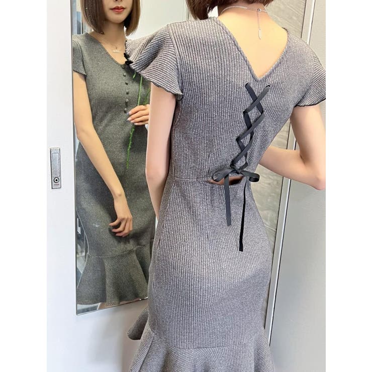 【完売品】Cheri miシェリミー フラワーレースアップワンピース グレー M cherimi♡シェリミー♡フラワーレースアップワンピース♡水着