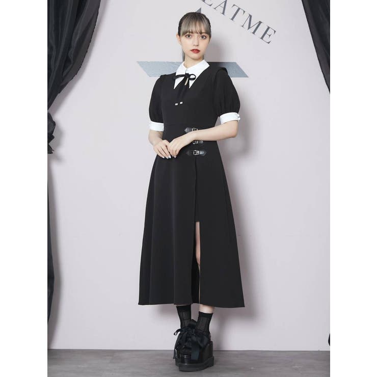 ベルテッドバイカラーワンピース[品番：MKSW0045154]｜EATME