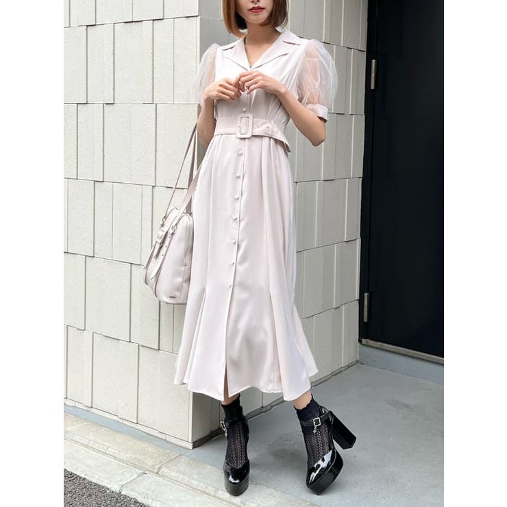 新作 EATME オープンカラーワンピースグレー オープンカラーマキシワンピース[品番：MKSW0035173]｜EATME