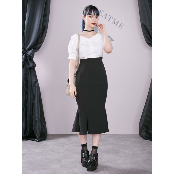 クロスリボンブラウスドッキングワンピース[品番：MKSW0046654]｜EATME