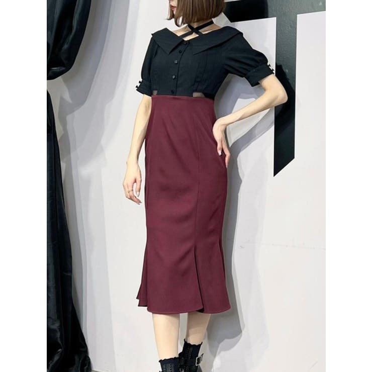 クロスリボンブラウスドッキングワンピース[品番：MKSW0046654]｜EATME