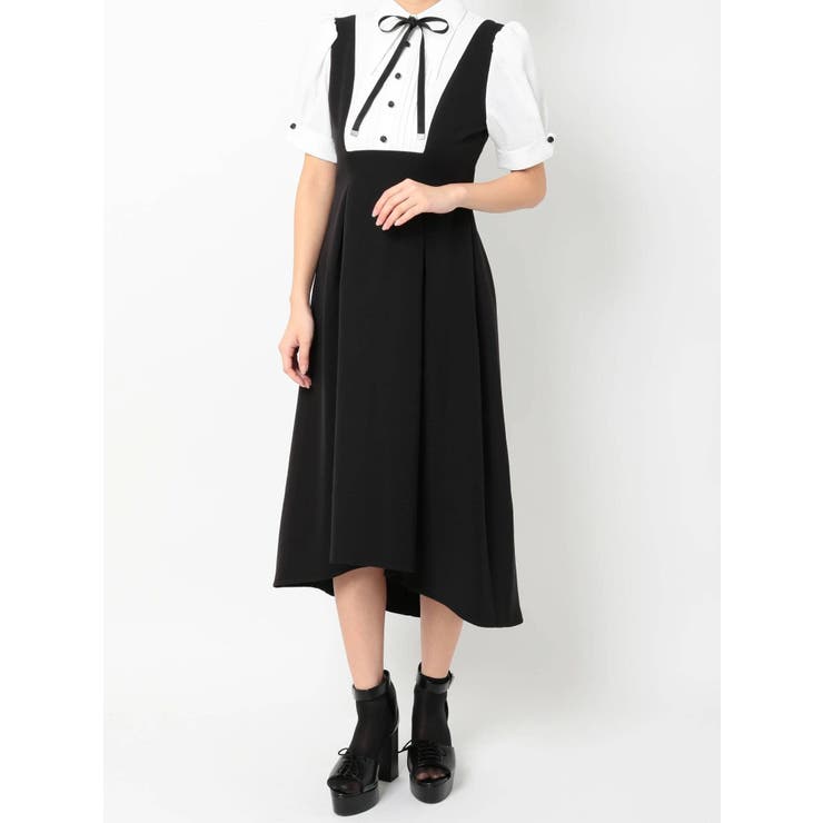 シャツカラーイレヘムレイヤードワンピース[品番：MKSW0045996