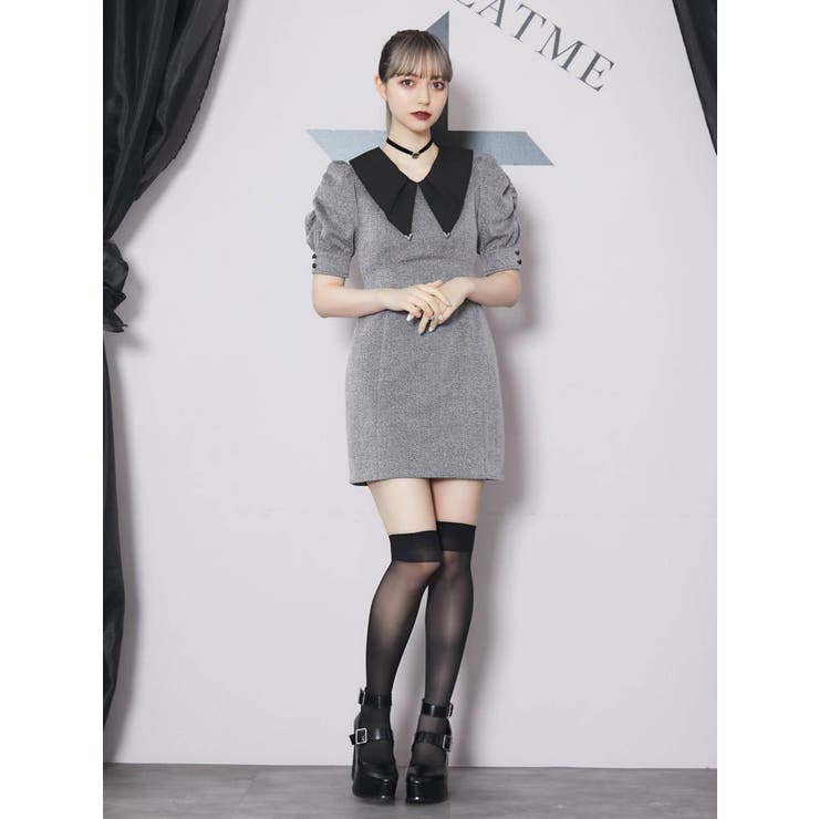お値下げ〇 EATME ミニ ワンピース 新品未使用タグ付き 着画4枚目 EATME ワンピース BIGカラードッキングミニワンピース