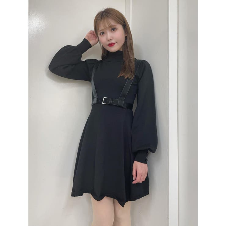 EATME プリーツ ラップ ワンピース ベルト セット 半袖 黒 2way EATME（イートミー）の「プリーツラップワンピース（ワンピース