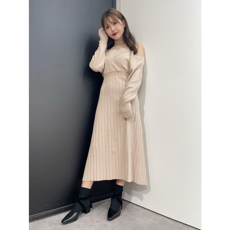 カシュクールレイヤードニットワンピース[品番：MKSW0046697]｜EATME