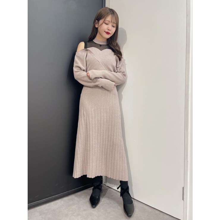 カシュクールレイヤードニットワンピース[品番：MKSW0046697]｜EATME