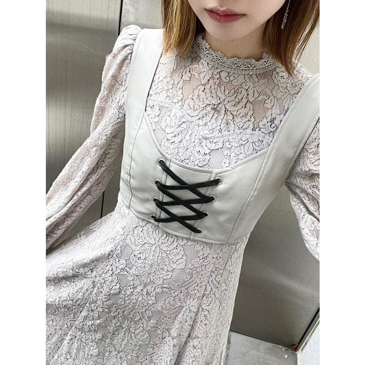 ビスチェ付きレースワンピース[品番：MKSW0046698]｜EATME