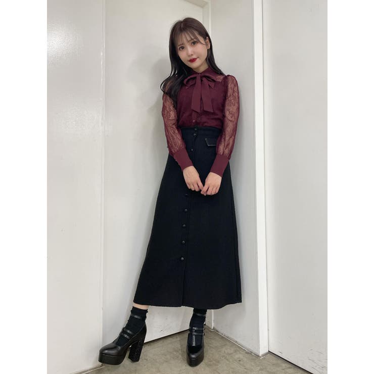 ADEAM By FOXEY ボウタイ リボン ブラウス 後ろカットレース ADEAM By FOXEY ボウタイ リボン ブラウス 後ろカットレース