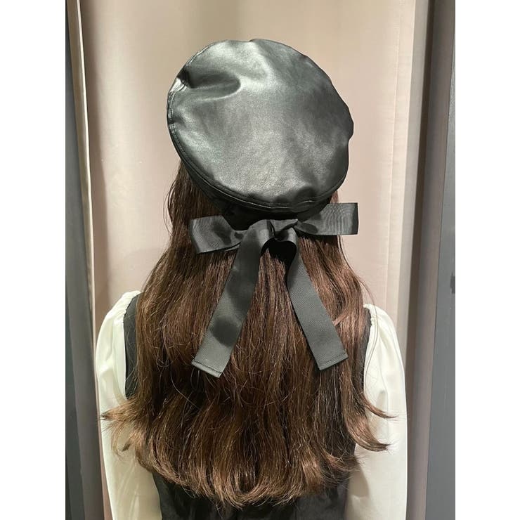 BACKリボンフェイクレザーベレー帽[品番：MKSW0048144]｜EATME