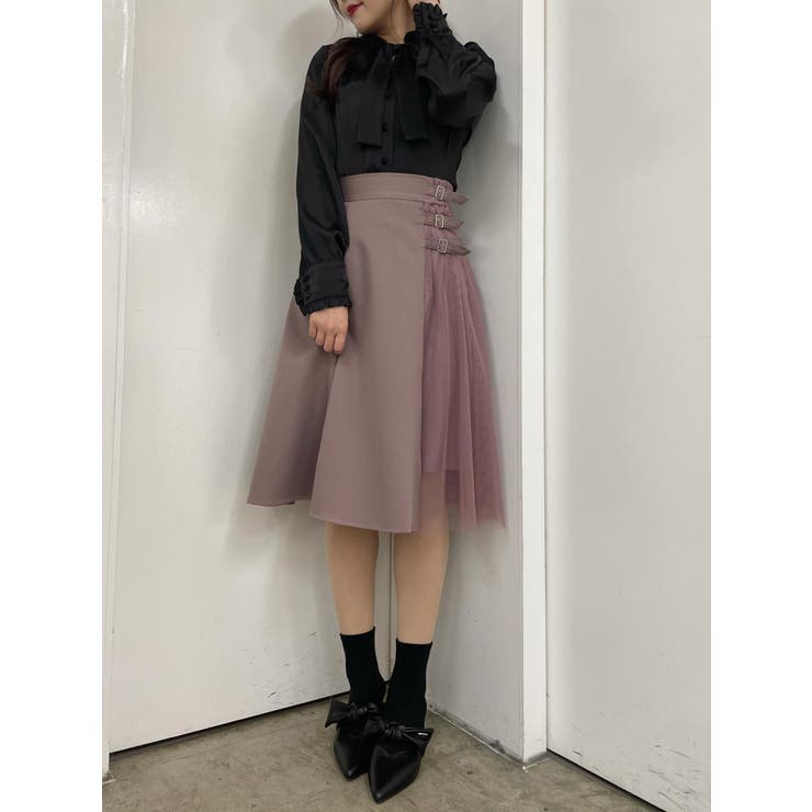 トリプルベルトチュールコンビフレアスカート | EATME | 詳細画像12 