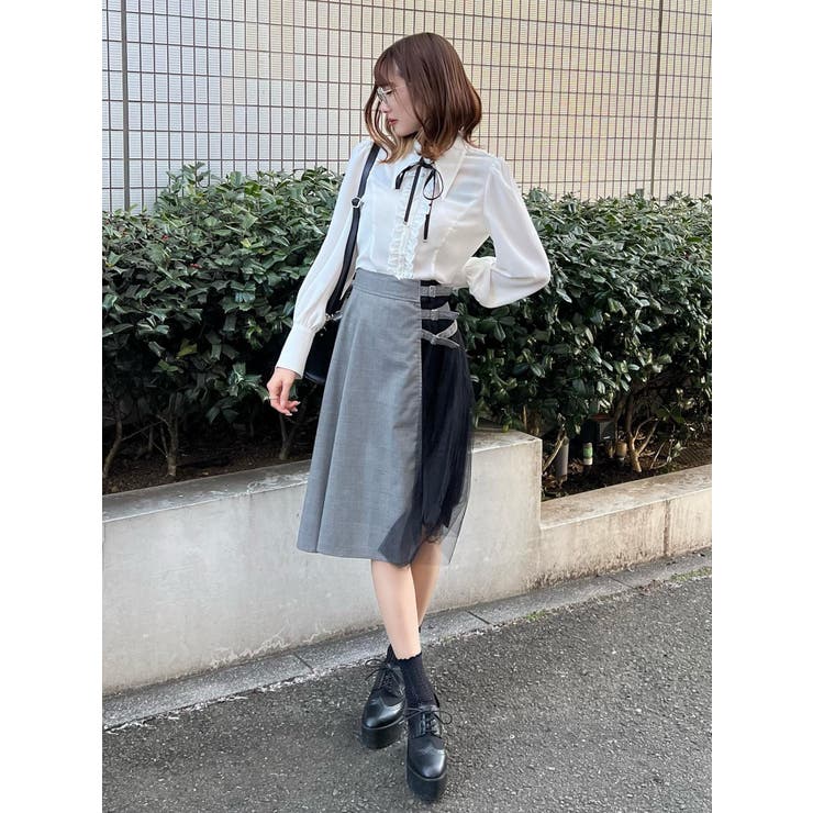 トリプルベルトチュールコンビフレアスカート | EATME | 詳細画像2 