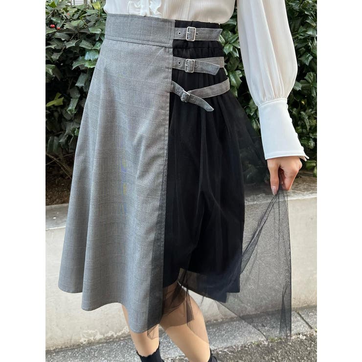 トリプルベルトチュールコンビフレアスカート | EATME | 詳細画像3 