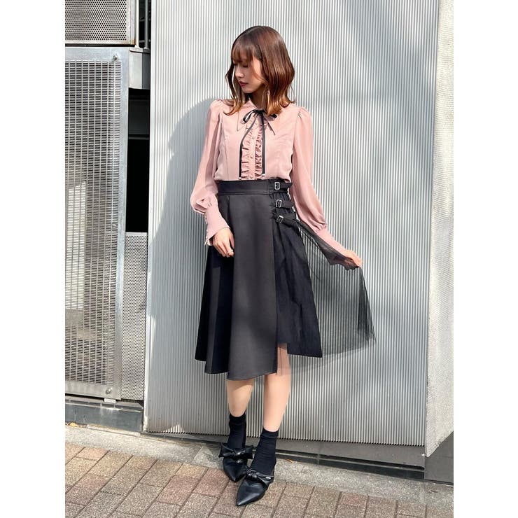 トリプルベルトチュールコンビフレアスカート | EATME | 詳細画像4 