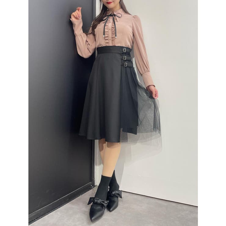 トリプルベルトチュールコンビフレアスカート | EATME | 詳細画像8 