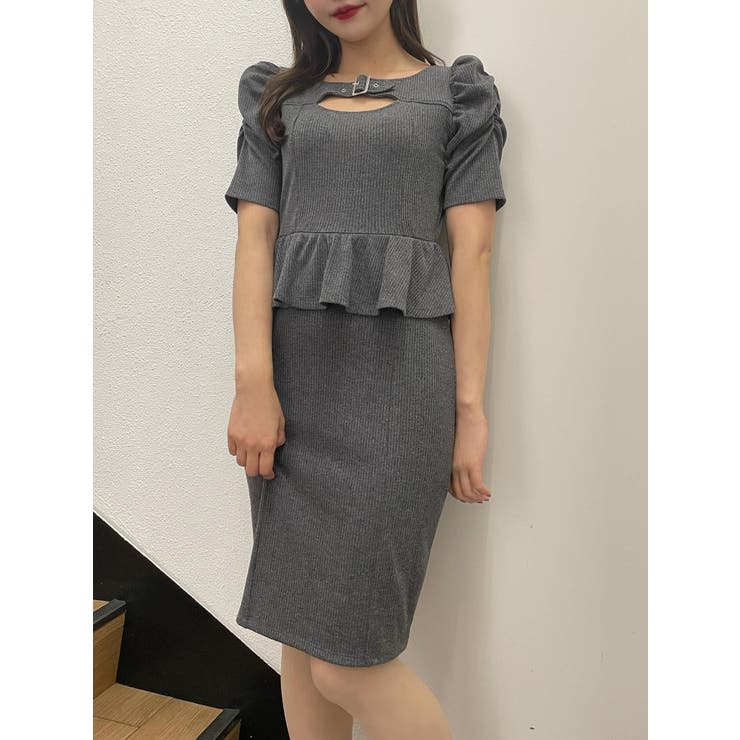 EATME　デコルテリブワンピース EATME デコルテリブワンピース（ブラック） -ファッション通販 FASHION