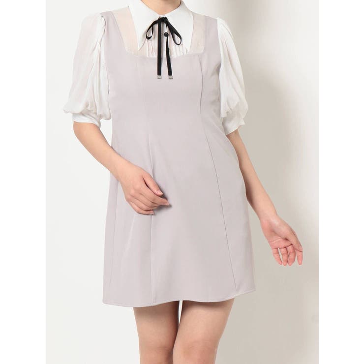 グレー | パフスリーブレイヤードワンピース | EATME