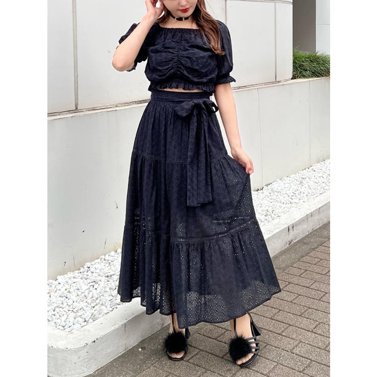 コットンレースティアードスカート（セットアップ可能）[品番  