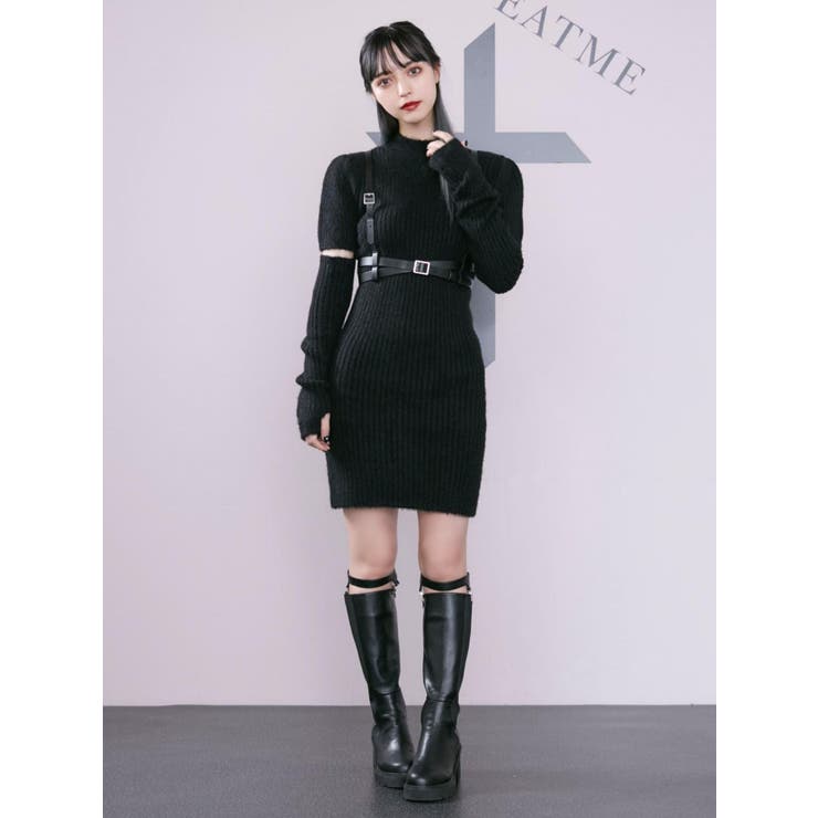 AD2021 21AW フリルハーネス 黒 サテン ポリエステル ベルト AD2021 21AW フリルハーネス 黒 サテン ポリエステル ベルト