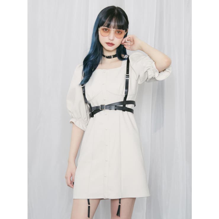 AD2021 21AW フリルハーネス 黒 サテン ポリエステル ベルト AD2021 21AW フリルハーネス 黒 サテン ポリエステル ベルト