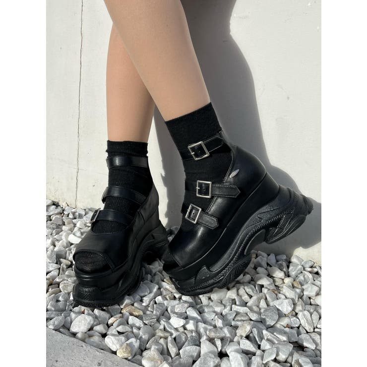 定価14,300円 EATME イートミー 厚底 サンダル 黒 M 靴