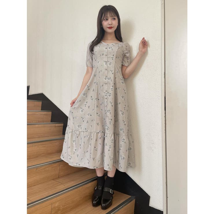 ROSE PRINTスクエアネックワンピース[品番：MKSW0051764]｜EATME 