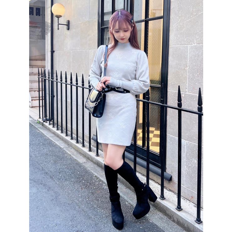 EATME ロゴ入りニットトップス スカート セットアップ