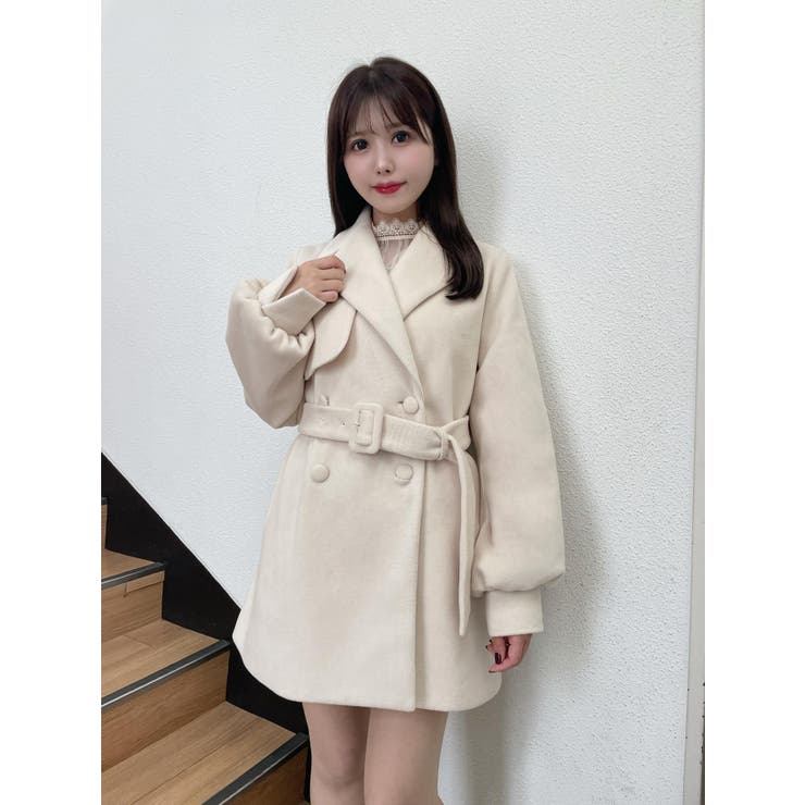ベルト付きボリュームスリーブコート[品番：MKSW0053007]｜EATME