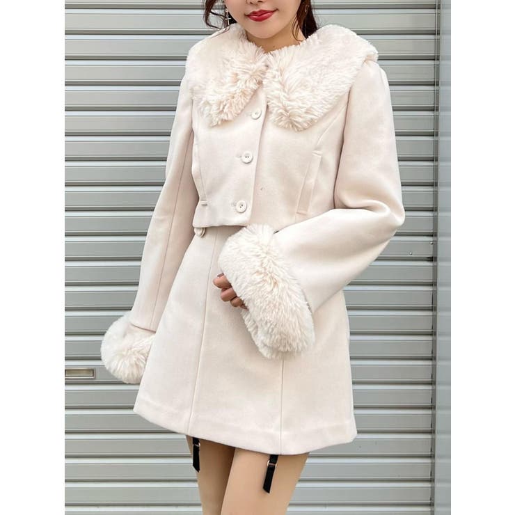 アイボリー | フェイクファーカラーショートジャケット（セットアップ可能） | EATME