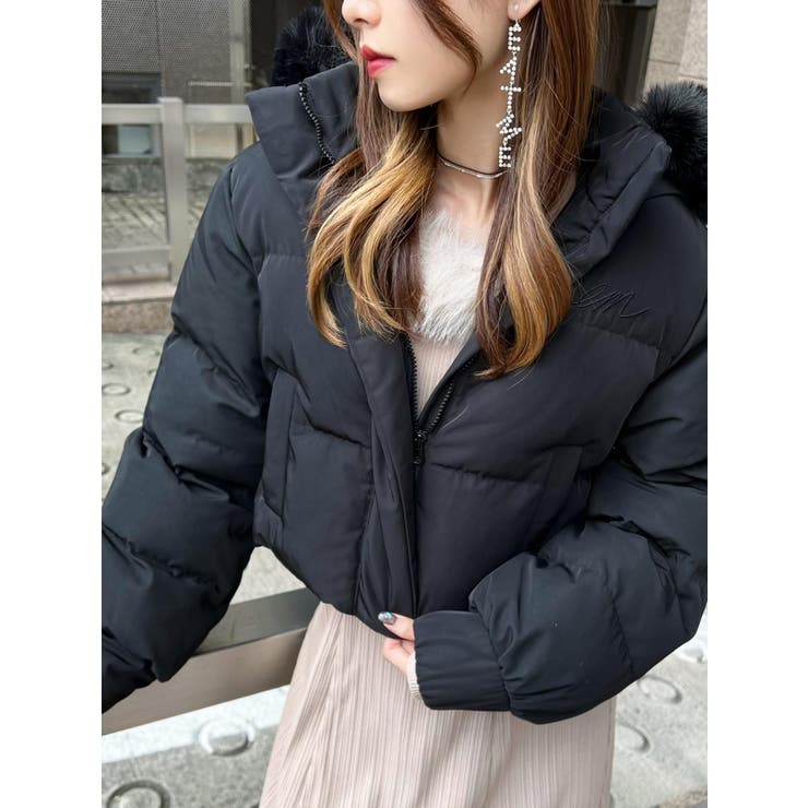 【美品】YAMADAYA soeur7 フードミドルダウンブルゾン　ブラック 新品】スール soeur7 フードミドル ダウンブルゾン ダウンジャケット