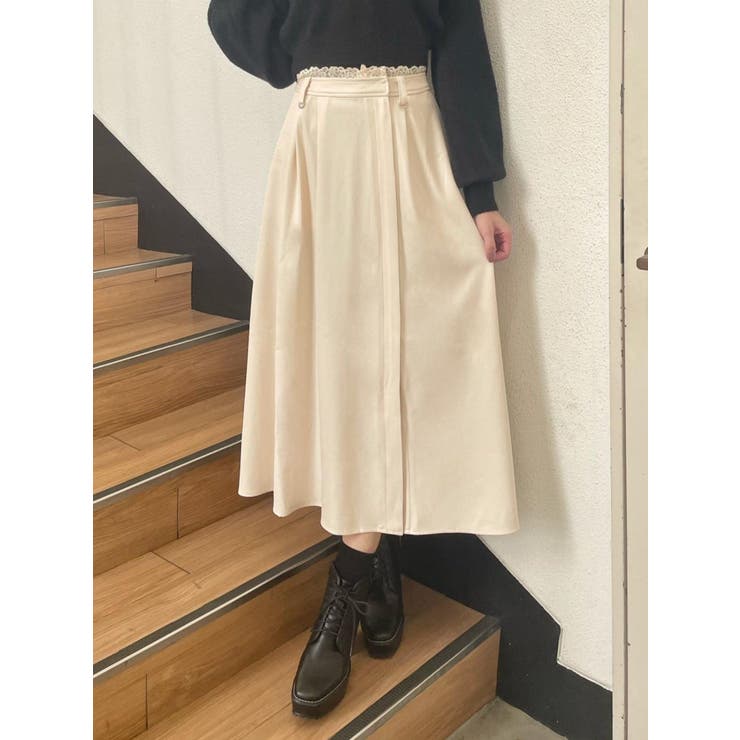 アイボリー | 2WAYレイヤードライクスリットスカート | EATME