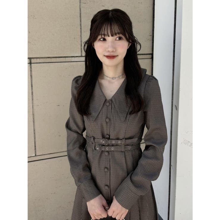 EATME ダブルベルトサイドプリーツワンピース EATME ダブルベルトサイドプリーツワンピース（ブラック