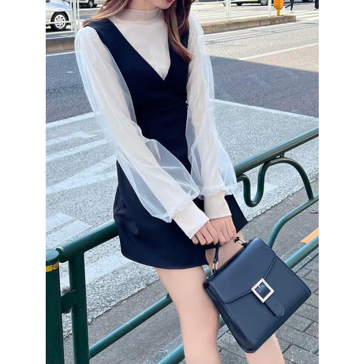 ブラック | サイドプリーツラップライクジャンスカ | EATME