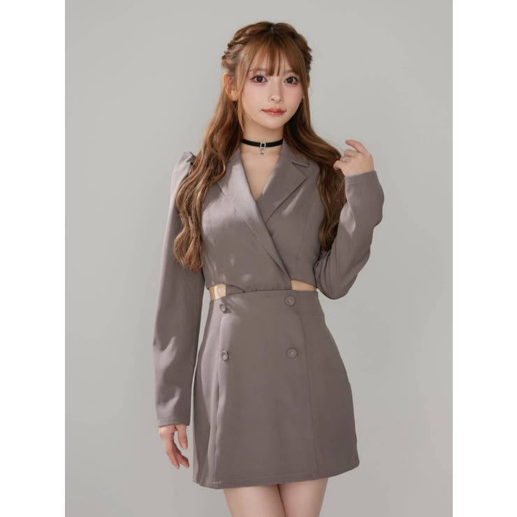 グレー | 2wayカットアウトテーラードワンピース | EATME