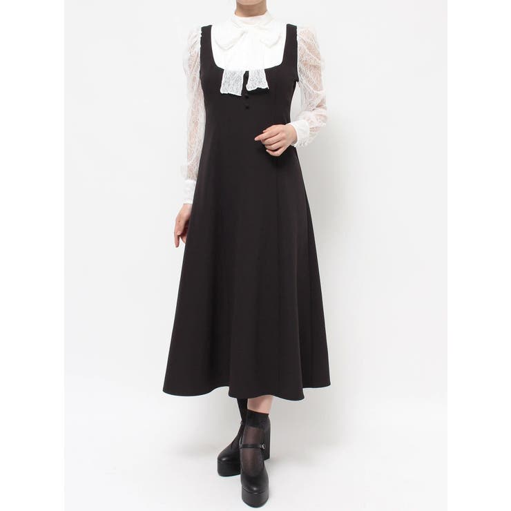 ブラック | メイドライクレースコンビワンピース | EATME