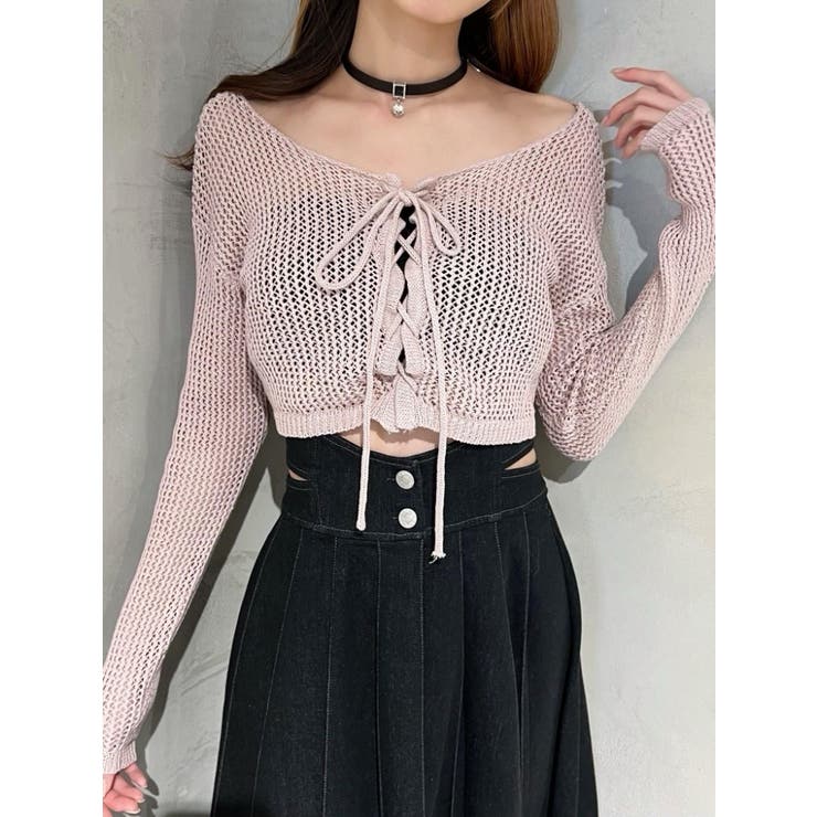 ピンク | 透かし編みニットTOP | EATME