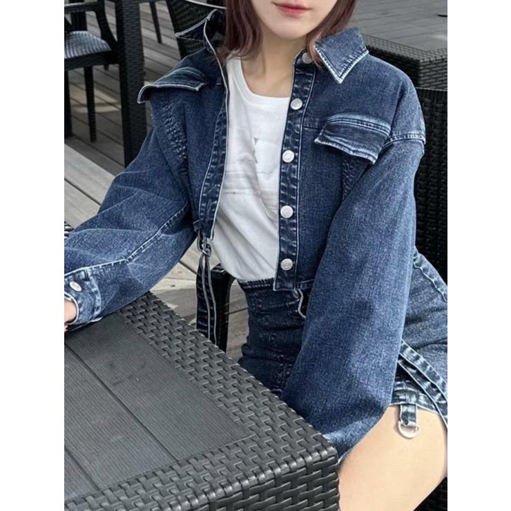 ガーターデザインカットアウトTシャツ[品番：MKSW0055688